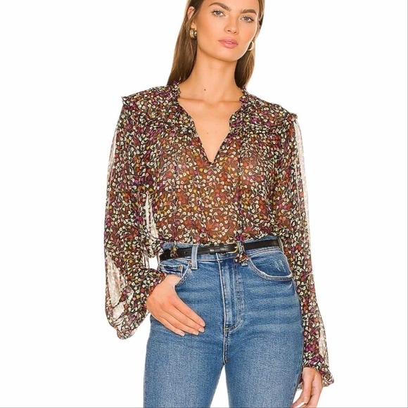 Joie Epworth Long Sleeve Sheer Button Blouse Black Caviar Size XXS - Picture 5 of 12